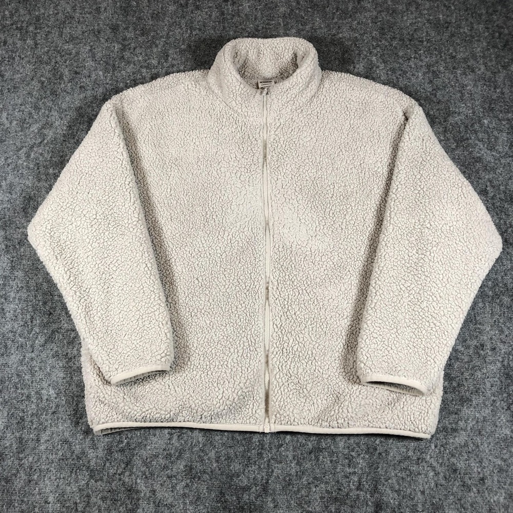 PINK Victoria's Secret Jacket Womens XL Gray‎ Sherpa Fleece Full Zip Cozy